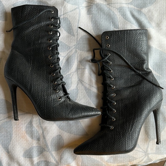 Snake Skin Heeled Booties - Picture 3 of 3